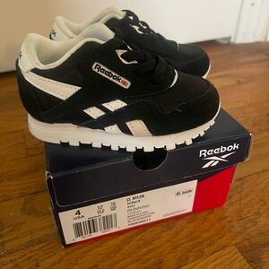 Reebok Black and White Classic Sneakers with Suede Upper